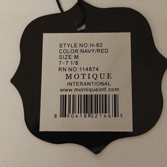 MEN'S MONTIQUE NAVY-RED 3 1/4" WIDE BRIM 100% WOOL FELT FEDORA HAT. H82. - Picture 8 of 8